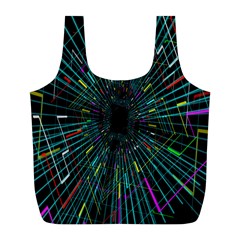 Colorful Geometric Electrical Line Block Grid Zooming Movement Full Print Recycle Bags (l) 