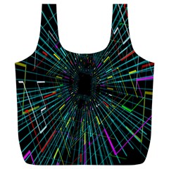 Colorful Geometric Electrical Line Block Grid Zooming Movement Full Print Recycle Bags (l)  by Mariart