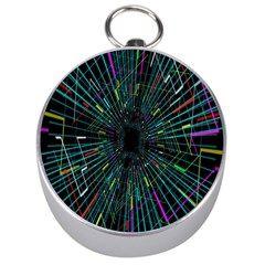 Colorful Geometric Electrical Line Block Grid Zooming Movement Silver Compasses by Mariart