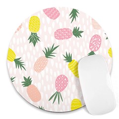 Pineapple Rainbow Fruite Pink Yellow Green Polka Dots Round Mousepads