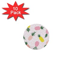 Pineapple Rainbow Fruite Pink Yellow Green Polka Dots 1  Mini Buttons (10 Pack)  by Mariart