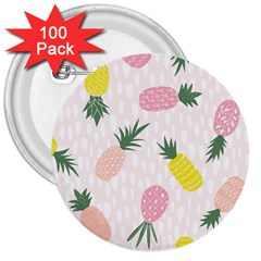 Pineapple Rainbow Fruite Pink Yellow Green Polka Dots 3  Buttons (100 Pack)  by Mariart