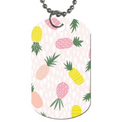 Pineapple Rainbow Fruite Pink Yellow Green Polka Dots Dog Tag (two Sides)