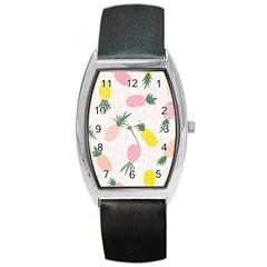 Pineapple Rainbow Fruite Pink Yellow Green Polka Dots Barrel Style Metal Watch