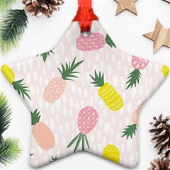 Pineapple Rainbow Fruite Pink Yellow Green Polka Dots Star Ornament (two Sides) by Mariart