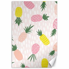 Pineapple Rainbow Fruite Pink Yellow Green Polka Dots Canvas 12  X 18  