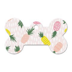 Pineapple Rainbow Fruite Pink Yellow Green Polka Dots Dog Tag Bone (one Side)