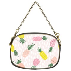 Pineapple Rainbow Fruite Pink Yellow Green Polka Dots Chain Purses (two Sides) 