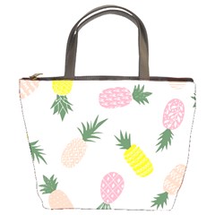 Pineapple Rainbow Fruite Pink Yellow Green Polka Dots Bucket Bags by Mariart