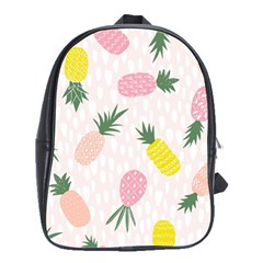 Pineapple Rainbow Fruite Pink Yellow Green Polka Dots School Bag (large) by Mariart