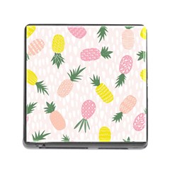 Pineapple Rainbow Fruite Pink Yellow Green Polka Dots Memory Card Reader (square)