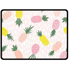 Pineapple Rainbow Fruite Pink Yellow Green Polka Dots Fleece Blanket (large)  by Mariart