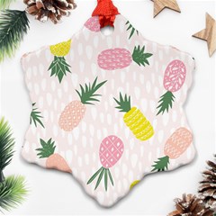 Pineapple Rainbow Fruite Pink Yellow Green Polka Dots Snowflake Ornament (two Sides) by Mariart