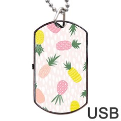 Pineapple Rainbow Fruite Pink Yellow Green Polka Dots Dog Tag Usb Flash (one Side) by Mariart