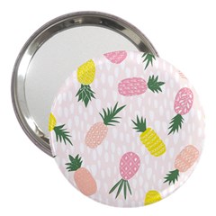 Pineapple Rainbow Fruite Pink Yellow Green Polka Dots 3  Handbag Mirrors by Mariart