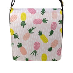 Pineapple Rainbow Fruite Pink Yellow Green Polka Dots Flap Messenger Bag (l) 