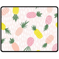 Pineapple Rainbow Fruite Pink Yellow Green Polka Dots Double Sided Fleece Blanket (medium)  by Mariart