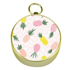 Pineapple Rainbow Fruite Pink Yellow Green Polka Dots Gold Compasses by Mariart