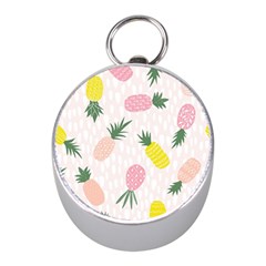 Pineapple Rainbow Fruite Pink Yellow Green Polka Dots Mini Silver Compasses by Mariart