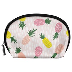 Pineapple Rainbow Fruite Pink Yellow Green Polka Dots Accessory Pouches (large) 