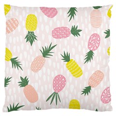 Pineapple Rainbow Fruite Pink Yellow Green Polka Dots Large Flano Cushion Case (one Side) by Mariart