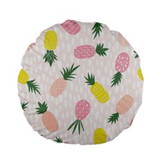 Pineapple Rainbow Fruite Pink Yellow Green Polka Dots Standard 15  Premium Flano Round Cushions by Mariart