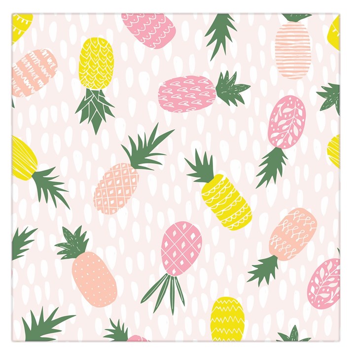 Pineapple Rainbow Fruite Pink Yellow Green Polka Dots Large Satin Scarf (Square)