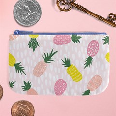 Pineapple Rainbow Fruite Pink Yellow Green Polka Dots Large Coin Purse