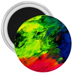 Neon Rainbow Green Pink Blue Red Painting 3  Magnets