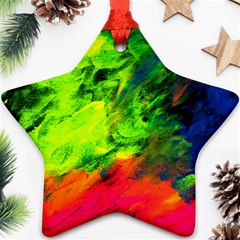 Neon Rainbow Green Pink Blue Red Painting Ornament (star)