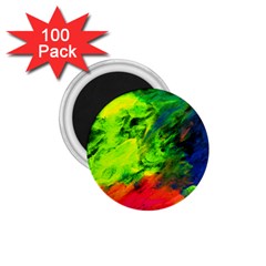 Neon Rainbow Green Pink Blue Red Painting 1 75  Magnets (100 Pack) 