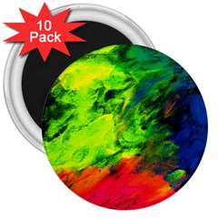 Neon Rainbow Green Pink Blue Red Painting 3  Magnets (10 Pack) 