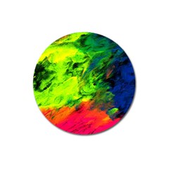 Neon Rainbow Green Pink Blue Red Painting Magnet 3  (round)