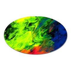 Neon Rainbow Green Pink Blue Red Painting Oval Magnet