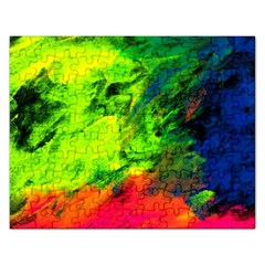 Neon Rainbow Green Pink Blue Red Painting Rectangular Jigsaw Puzzl by Mariart