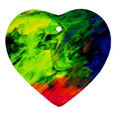 Neon Rainbow Green Pink Blue Red Painting Heart Ornament (two Sides) by Mariart