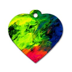 Neon Rainbow Green Pink Blue Red Painting Dog Tag Heart (one Side)