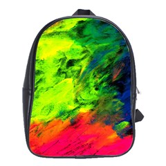 Neon Rainbow Green Pink Blue Red Painting School Bag (large)