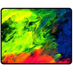 Neon Rainbow Green Pink Blue Red Painting Fleece Blanket (medium)  by Mariart