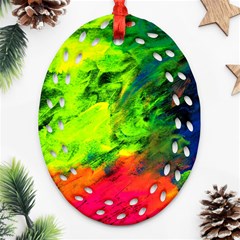 Neon Rainbow Green Pink Blue Red Painting Ornament (oval Filigree) by Mariart