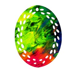 Neon Rainbow Green Pink Blue Red Painting Oval Filigree Ornament (two Sides) by Mariart