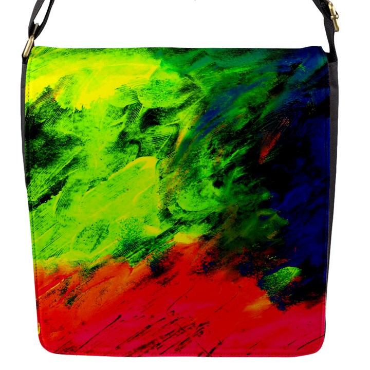 Neon Rainbow Green Pink Blue Red Painting Flap Messenger Bag (S)