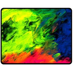 Neon Rainbow Green Pink Blue Red Painting Double Sided Fleece Blanket (medium)  by Mariart