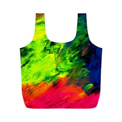 Neon Rainbow Green Pink Blue Red Painting Full Print Recycle Bags (m)  by Mariart