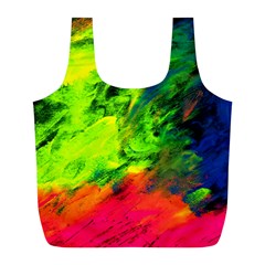 Neon Rainbow Green Pink Blue Red Painting Full Print Recycle Bags (l) 