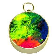 Neon Rainbow Green Pink Blue Red Painting Gold Compasses by Mariart