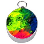 Neon Rainbow Green Pink Blue Red Painting Silver Compasses Front