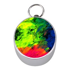 Neon Rainbow Green Pink Blue Red Painting Mini Silver Compasses