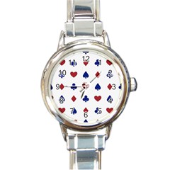 Playing Cards Hearts Diamonds Round Italian Charm Watch by Mariart