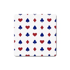 Playing Cards Hearts Diamonds Square Magnet by Mariart